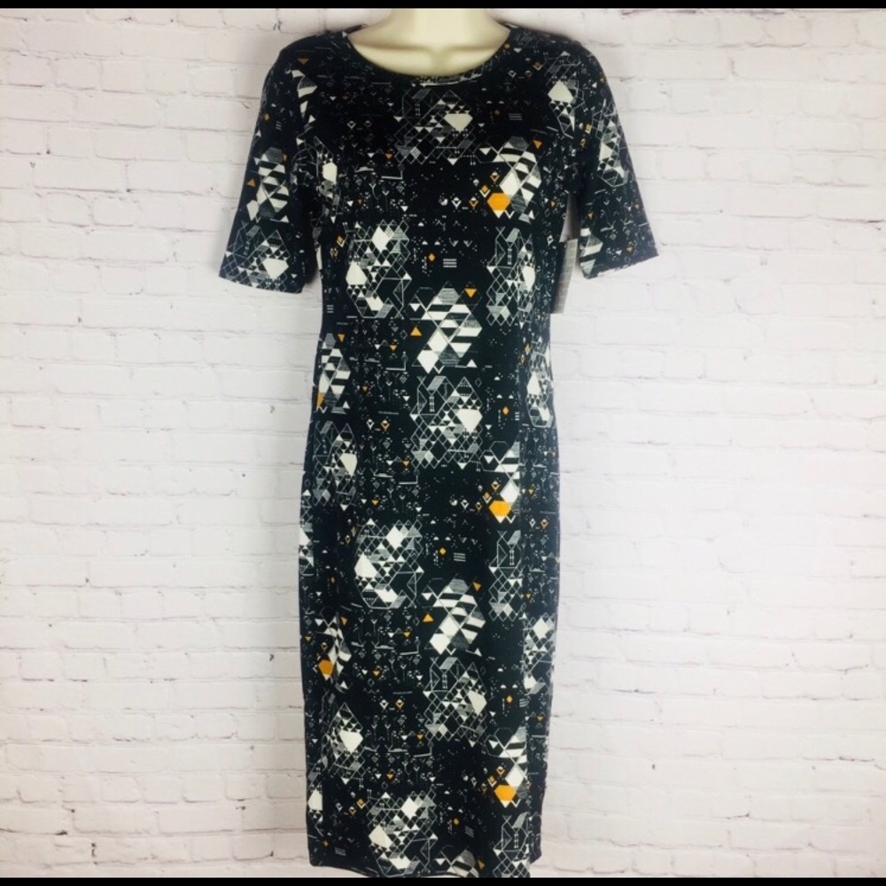 Lularoe Dress Julia Black Geometric Size L